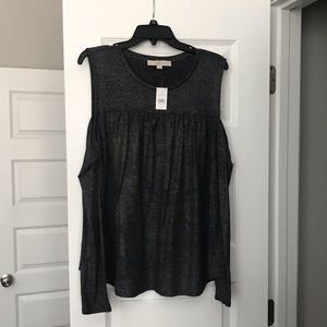 Loft Cold Shoulder Metallic Top